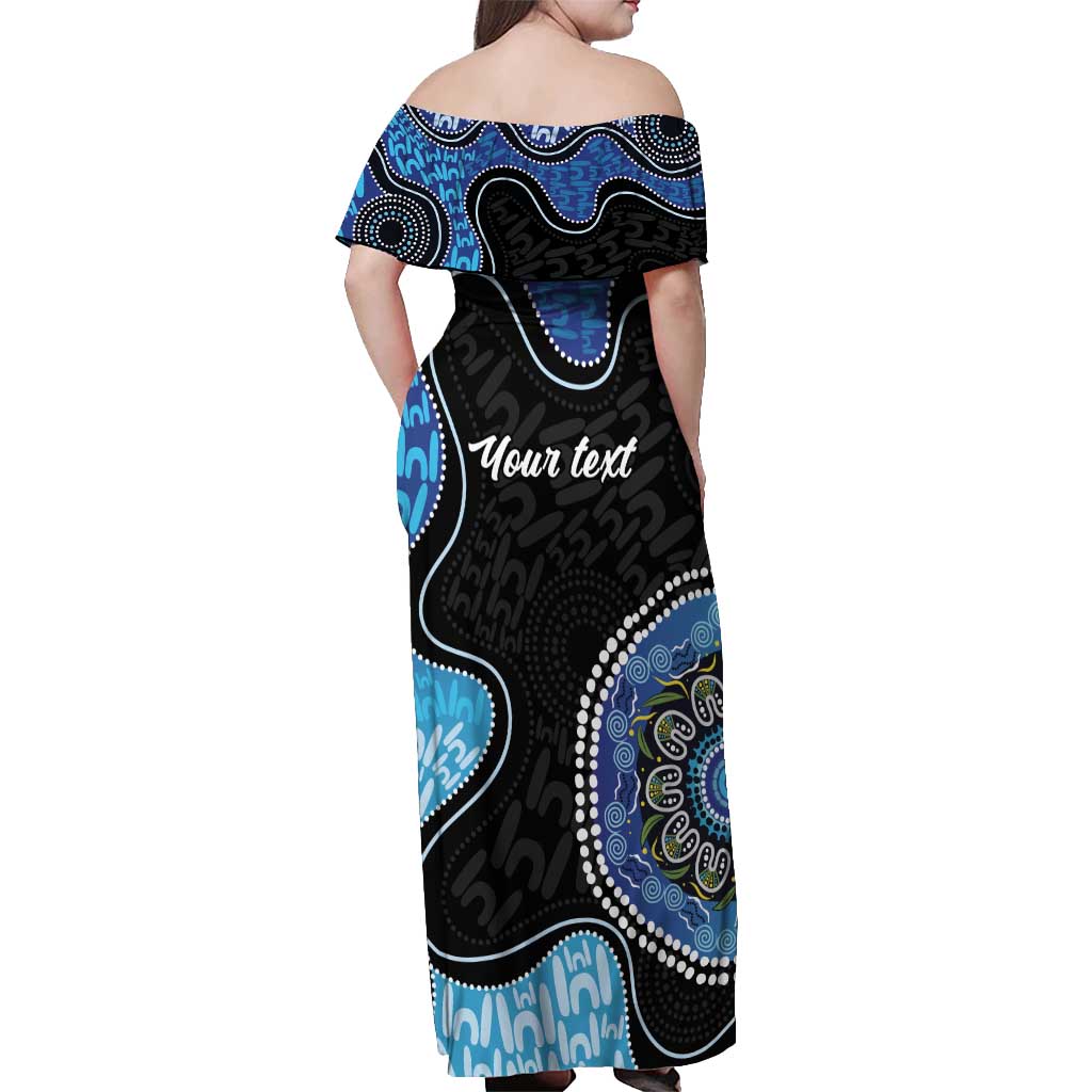 Personalised Aboriginal Art Woman Symbol Off Shoulder Maxi Dress