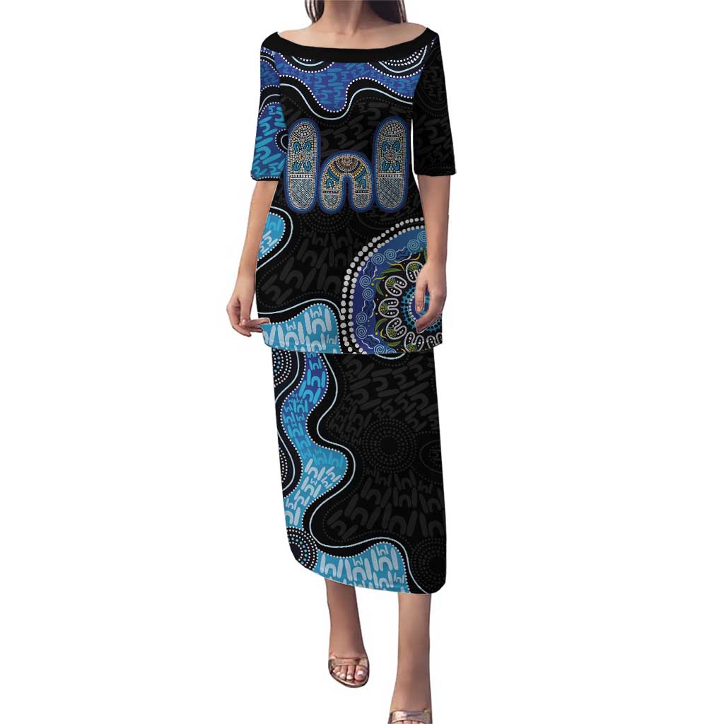 Personalised Aboriginal Art Woman Symbol Puletasi