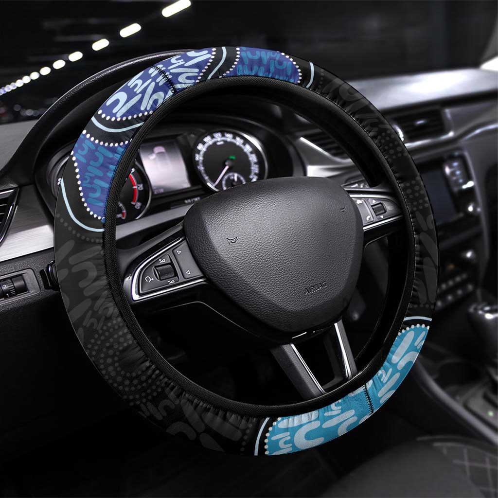 Aboriginal Art Woman Symbol Steering Wheel Cover