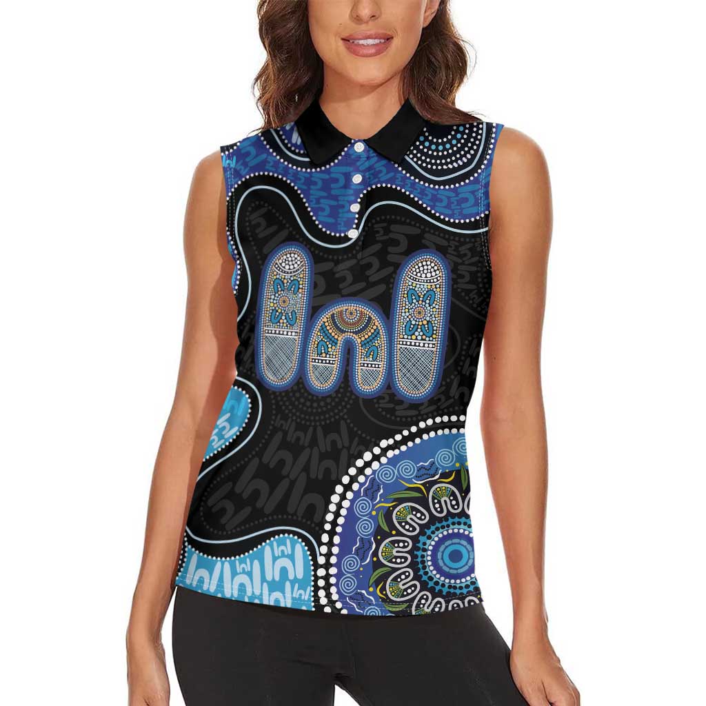 Personalised Aboriginal Art Woman Symbol Women Sleeveless Polo Shirt