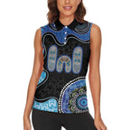 Personalised Aboriginal Art Woman Symbol Women Sleeveless Polo Shirt