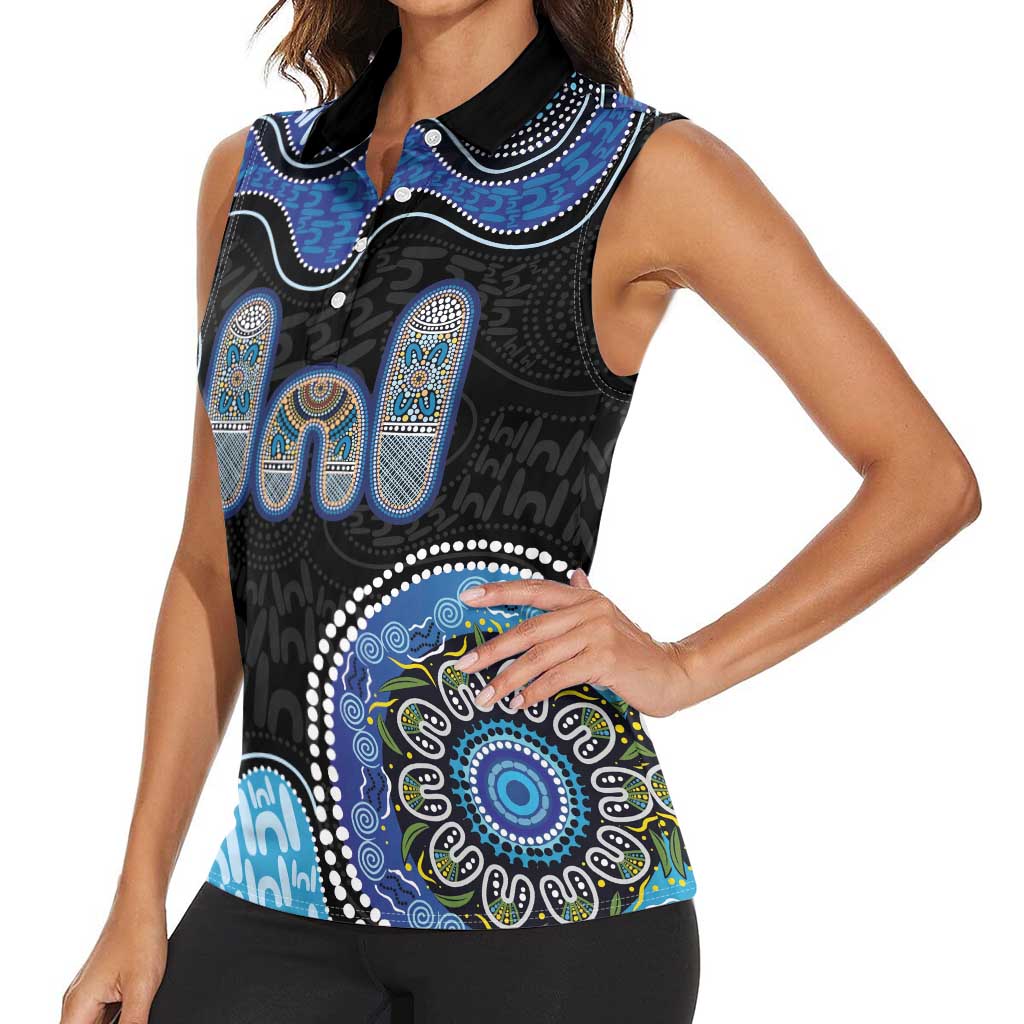 Personalised Aboriginal Art Woman Symbol Women Sleeveless Polo Shirt