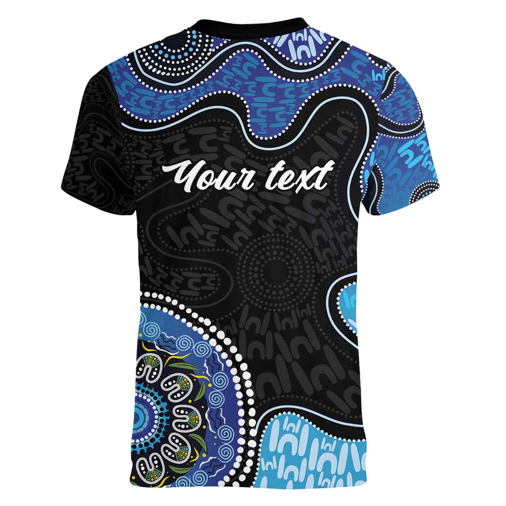Personalised Aboriginal Art Woman Symbol Women V-Neck T-Shirt