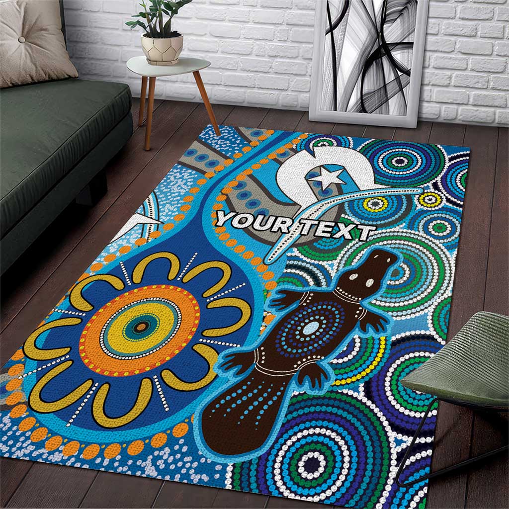 Personalised Aboriginal Platypus Area Rug Torres Strait Islander Dhari Indigenous Dot Art