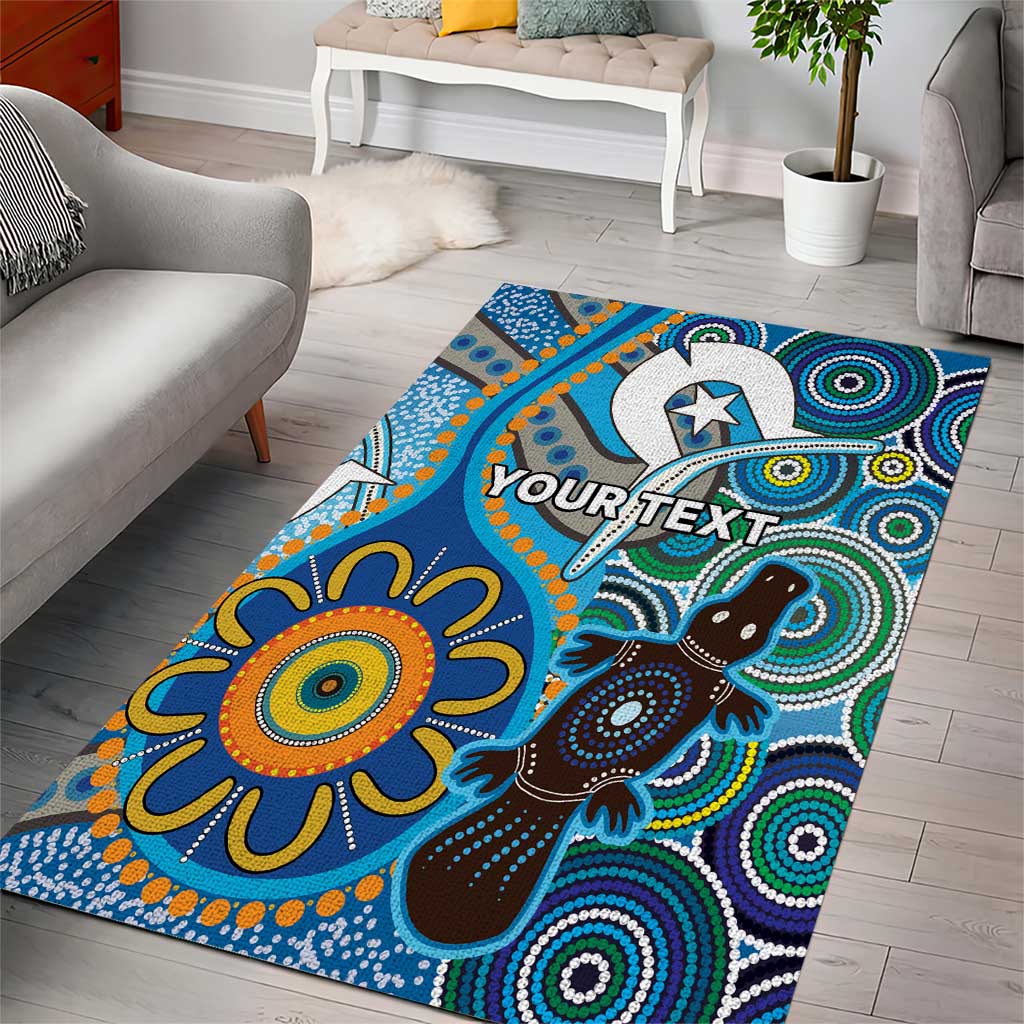Personalised Aboriginal Platypus Area Rug Torres Strait Islander Dhari Indigenous Dot Art
