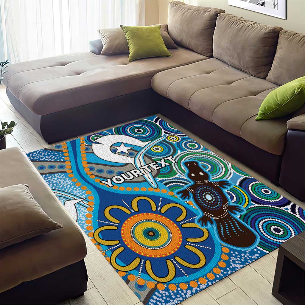 Personalised Aboriginal Platypus Area Rug Torres Strait Islander Dhari Indigenous Dot Art