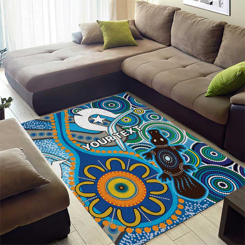 Personalised Aboriginal Platypus Area Rug Torres Strait Islander Dhari Indigenous Dot Art