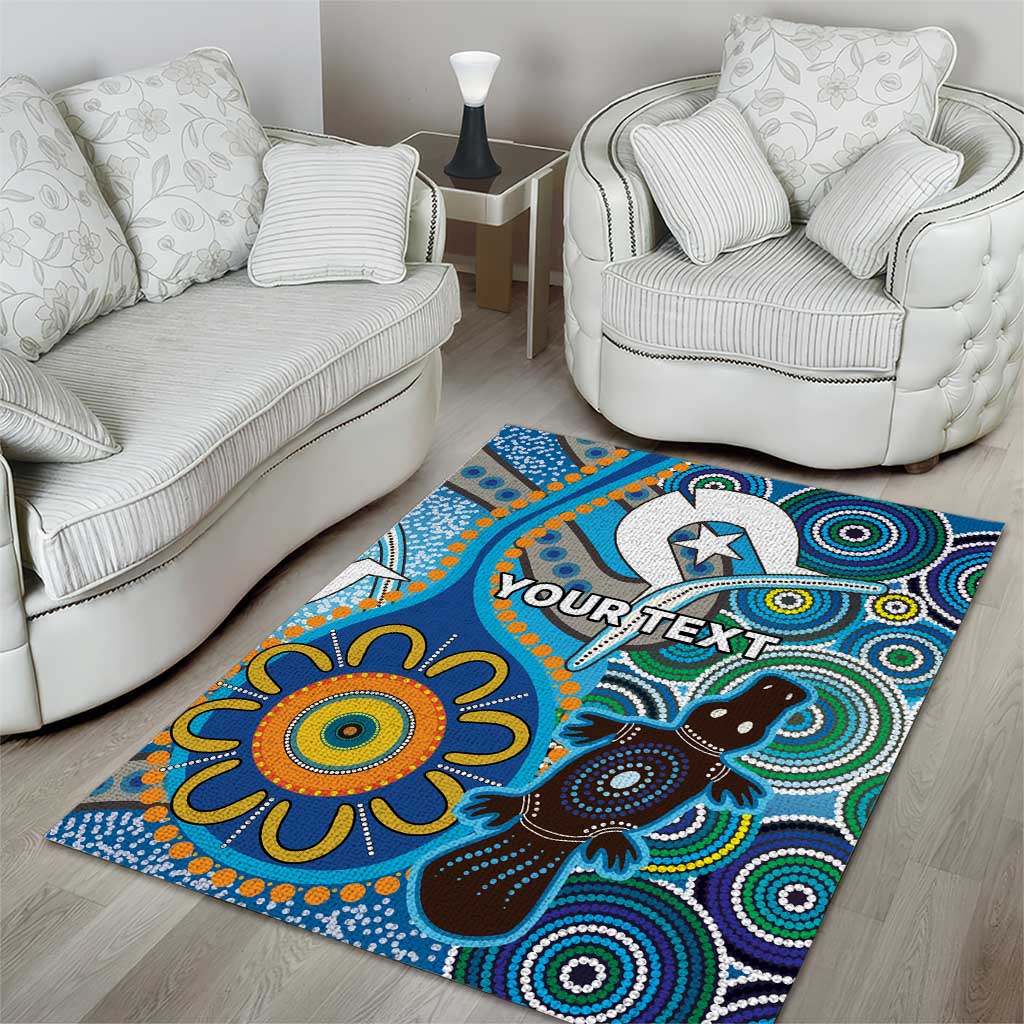 Personalised Aboriginal Platypus Area Rug Torres Strait Islander Dhari Indigenous Dot Art