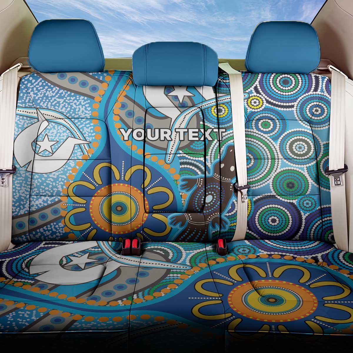 Personalised Aboriginal Platypus Back Car Seat Cover Torres Strait Islander Dhari Indigenous Dot Art