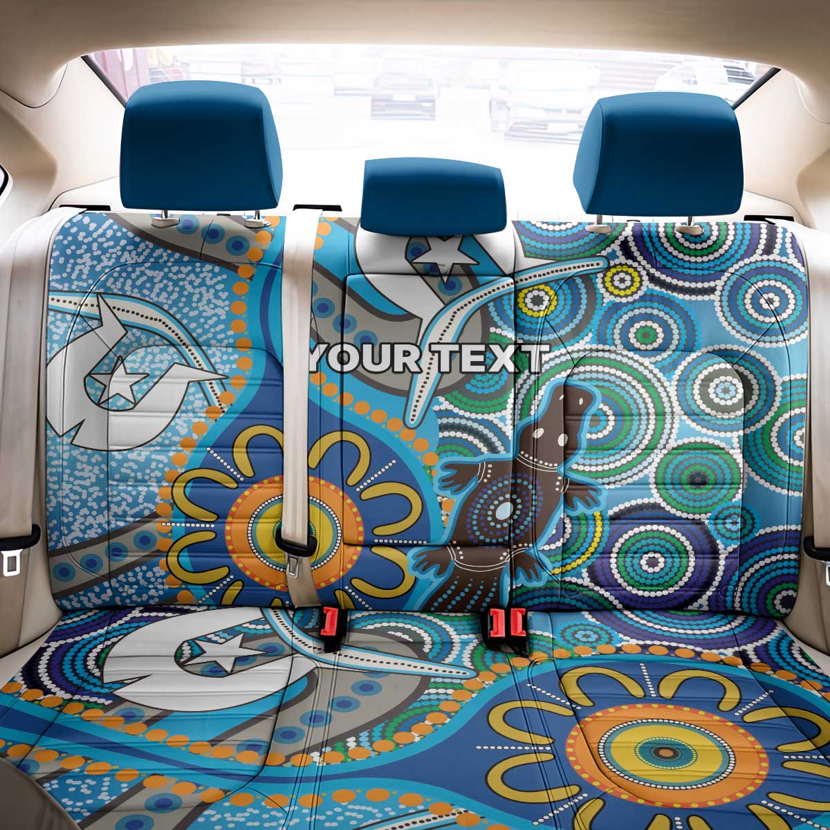 Personalised Aboriginal Platypus Back Car Seat Cover Torres Strait Islander Dhari Indigenous Dot Art