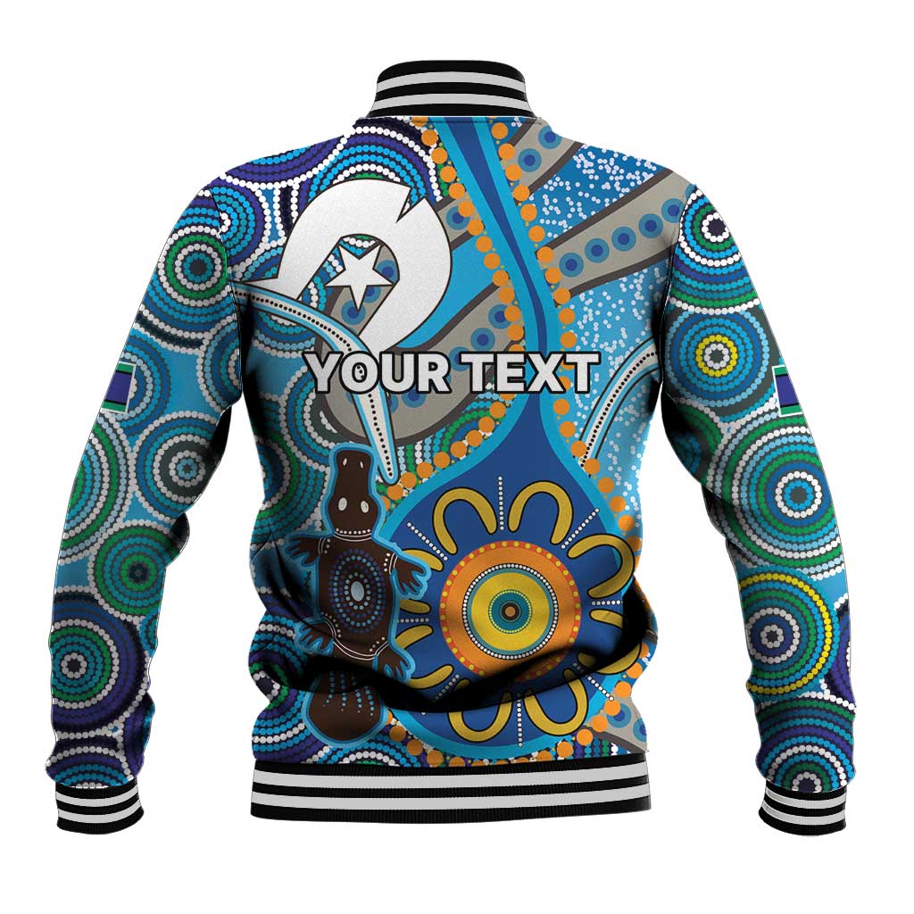 Personalised Aboriginal Platypus Baseball Jacket Torres Strait Islander Dhari Indigenous Dot Art