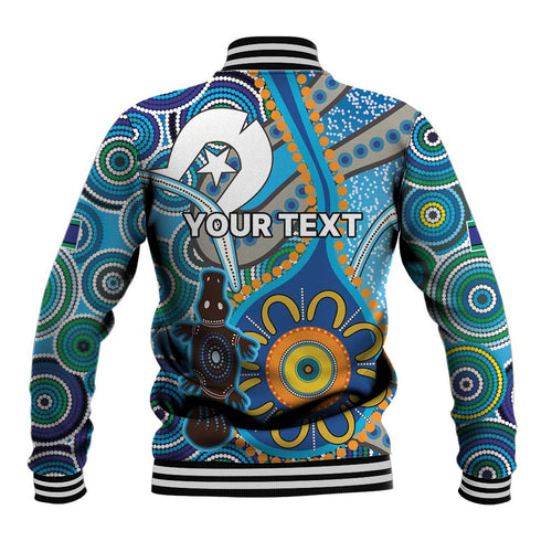 Personalised Aboriginal Platypus Baseball Jacket Torres Strait Islander Dhari Indigenous Dot Art