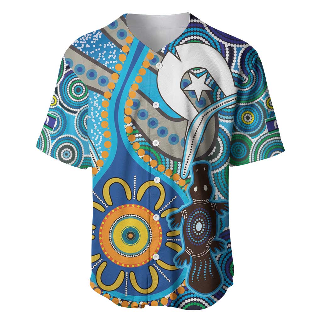 Personalised Aboriginal Platypus Baseball Jersey Torres Strait Islander Dhari Indigenous Dot Art