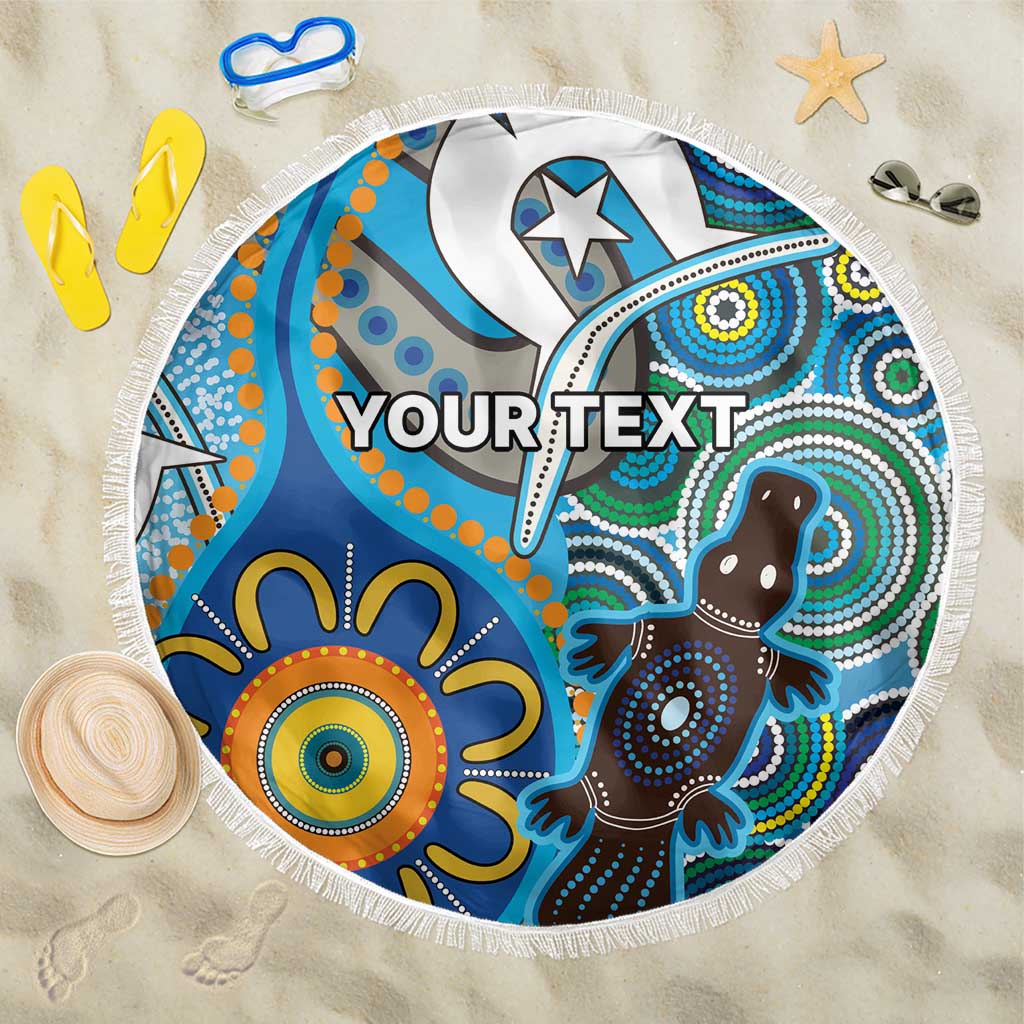 Personalised Aboriginal Platypus Beach Blanket Torres Strait Islander Dhari Indigenous Dot Art