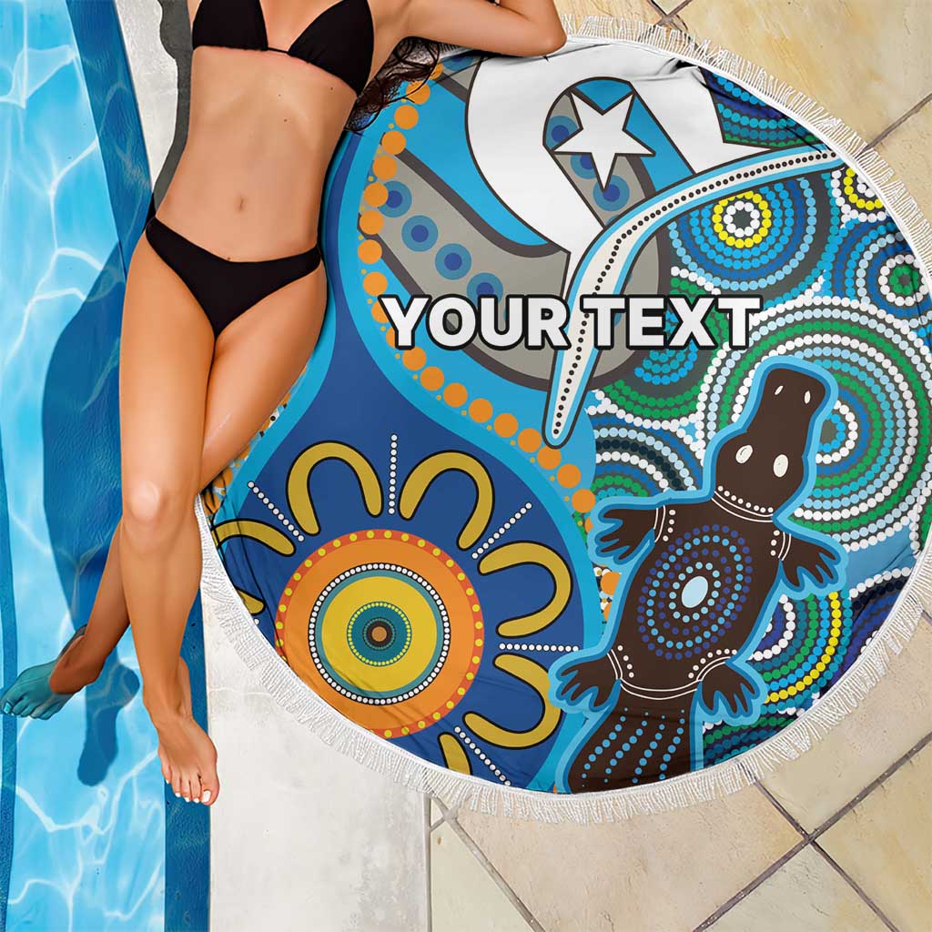 Personalised Aboriginal Platypus Beach Blanket Torres Strait Islander Dhari Indigenous Dot Art
