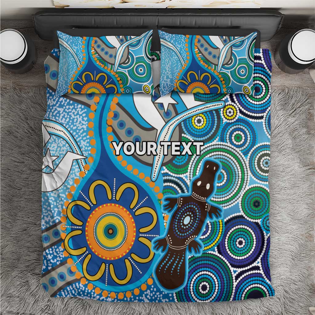 Personalised Aboriginal Platypus Bedding Set Torres Strait Islander Dhari Indigenous Dot Art