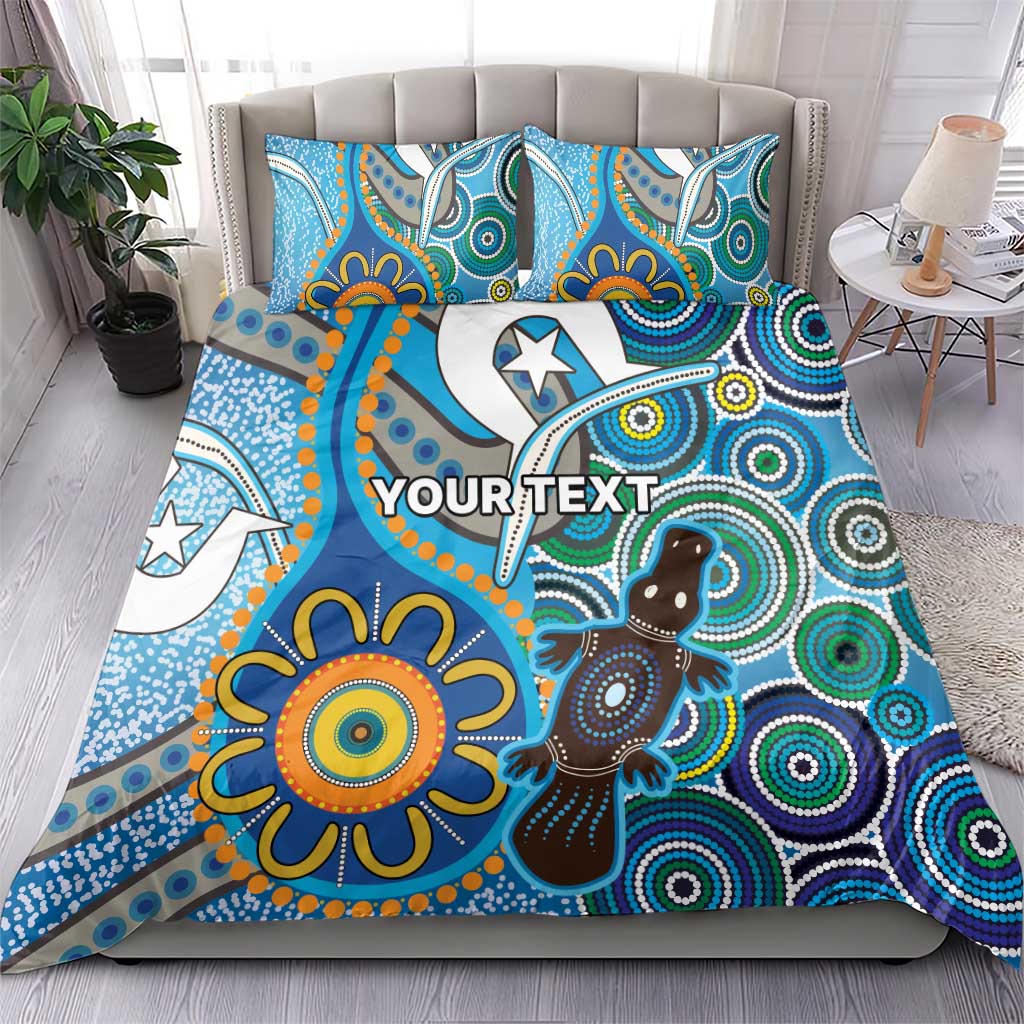 Personalised Aboriginal Platypus Bedding Set Torres Strait Islander Dhari Indigenous Dot Art