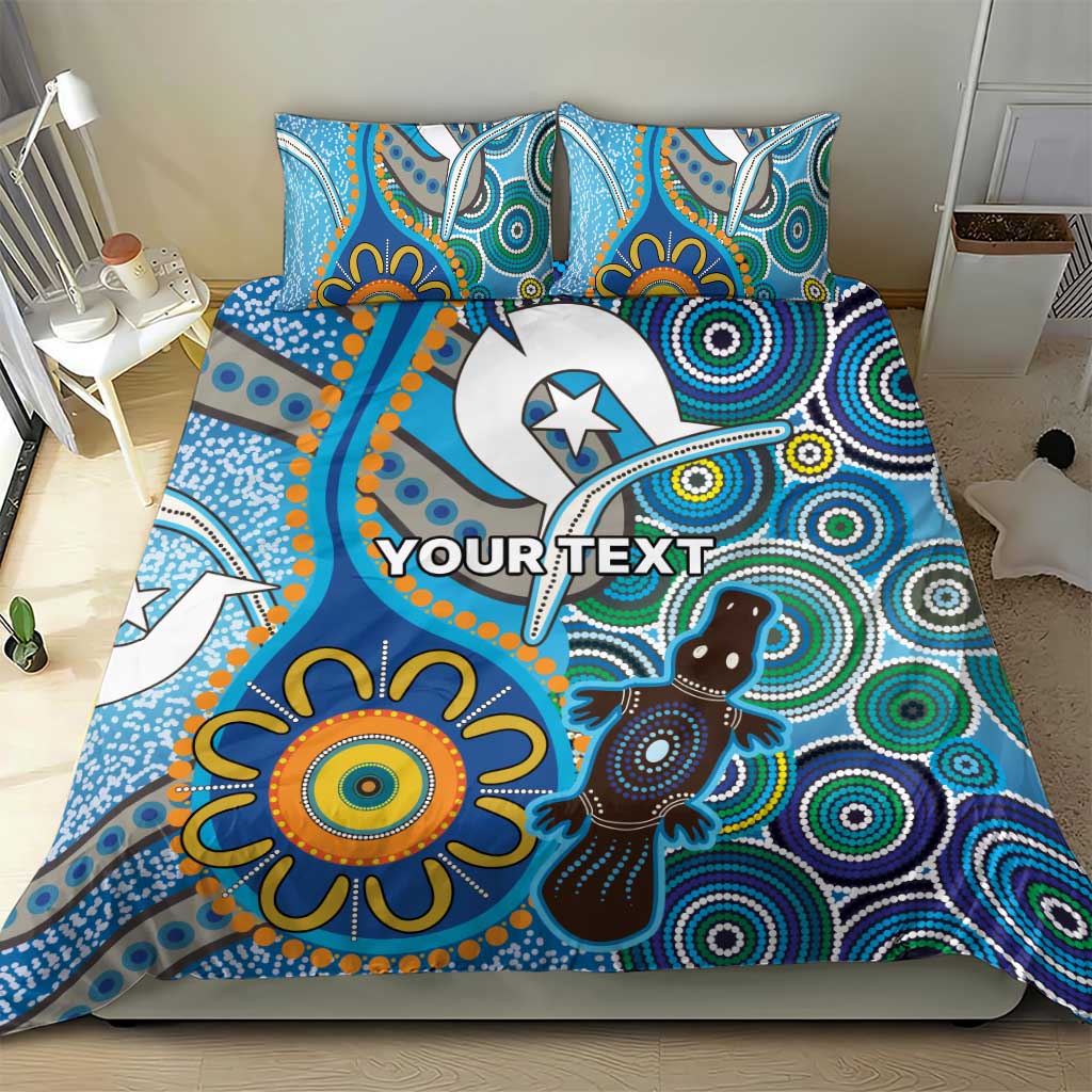 Personalised Aboriginal Platypus Bedding Set Torres Strait Islander Dhari Indigenous Dot Art