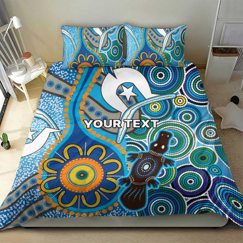 Personalised Aboriginal Platypus Bedding Set Torres Strait Islander Dhari Indigenous Dot Art