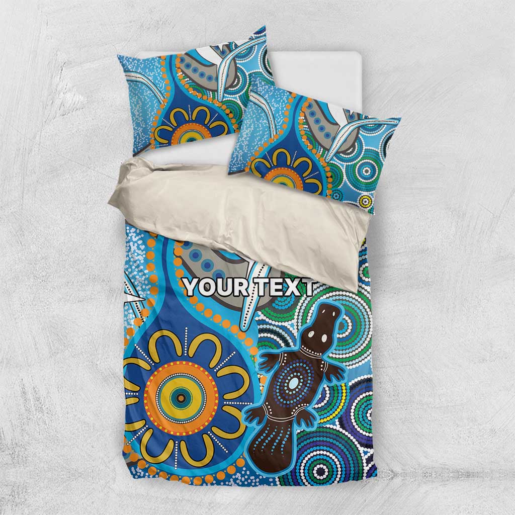 Personalised Aboriginal Platypus Bedding Set Torres Strait Islander Dhari Indigenous Dot Art