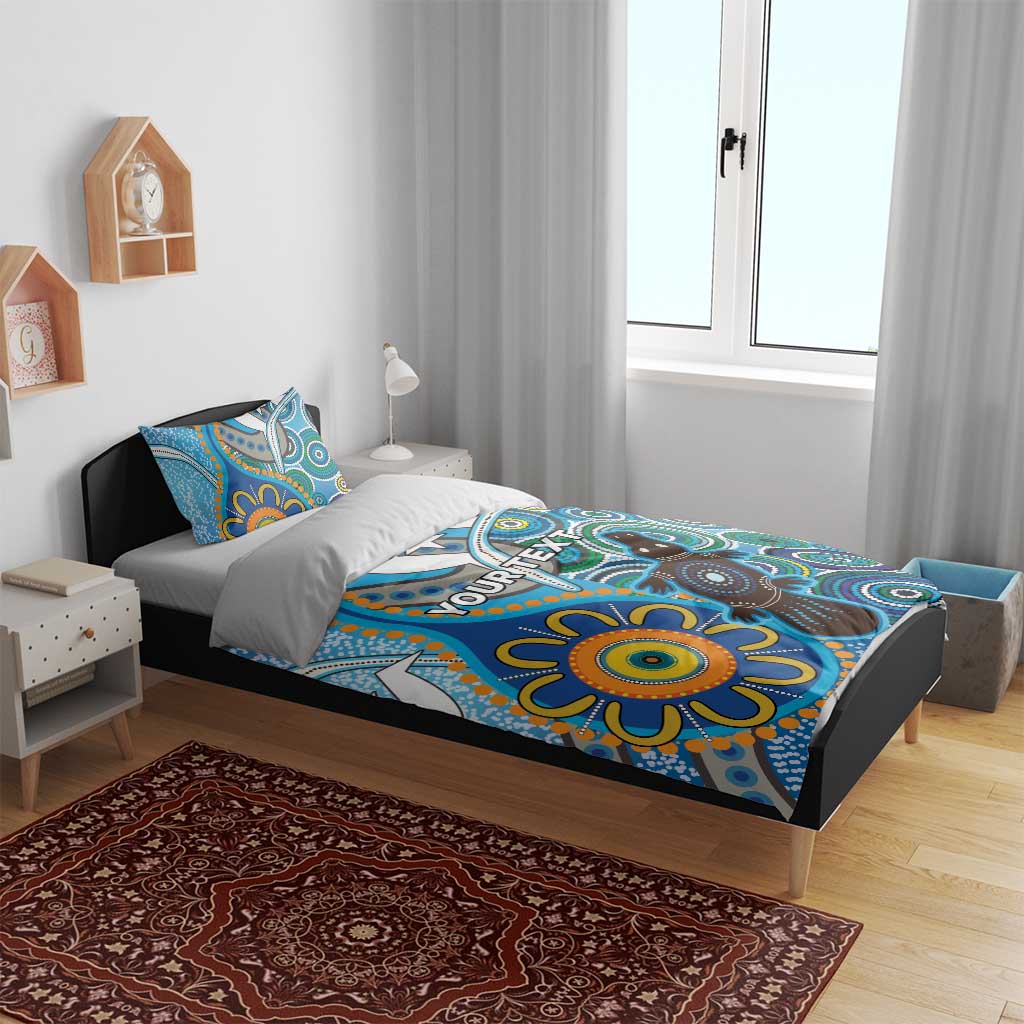 Personalised Aboriginal Platypus Bedding Set Torres Strait Islander Dhari Indigenous Dot Art