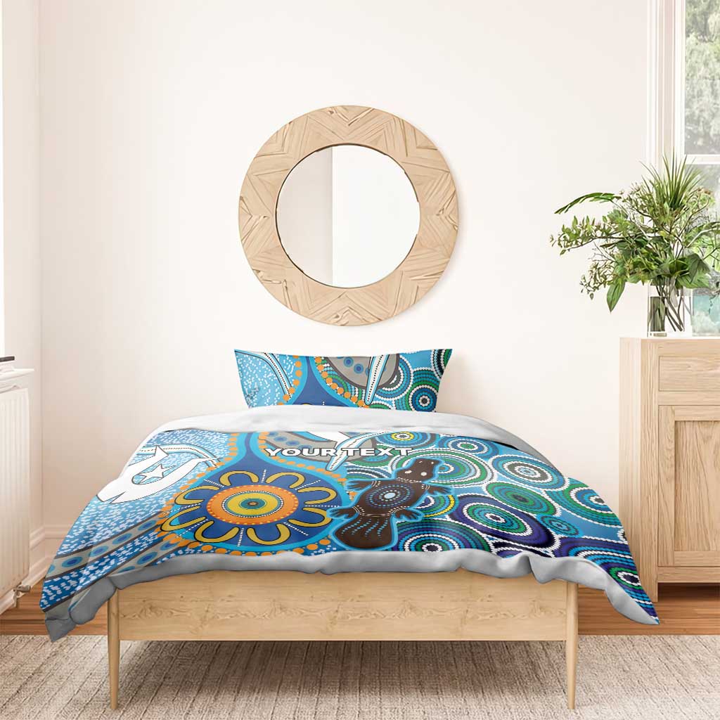 Personalised Aboriginal Platypus Bedding Set Torres Strait Islander Dhari Indigenous Dot Art
