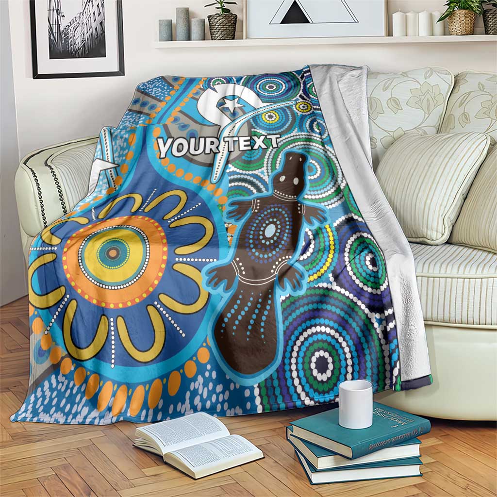 Personalised Aboriginal Platypus Blanket Torres Strait Islander Dhari Indigenous Dot Art