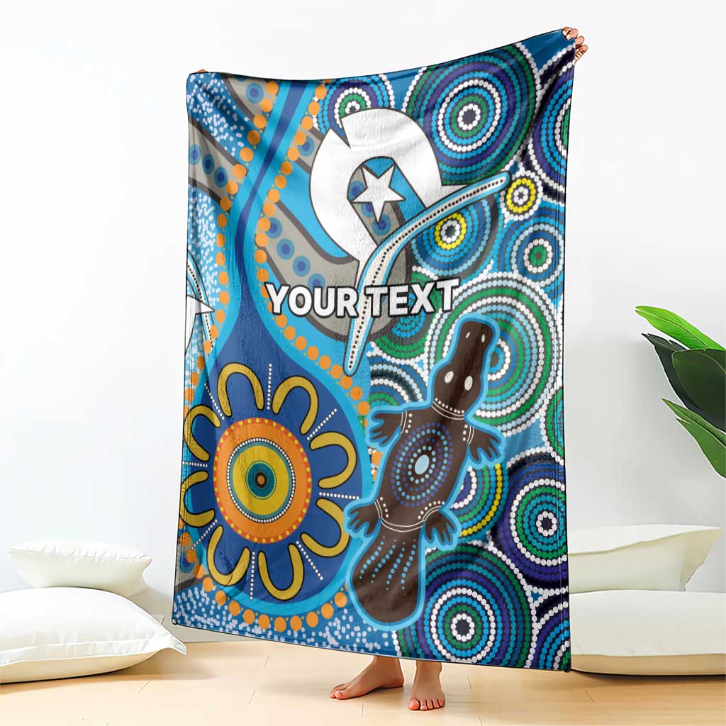 Personalised Aboriginal Platypus Blanket Torres Strait Islander Dhari Indigenous Dot Art