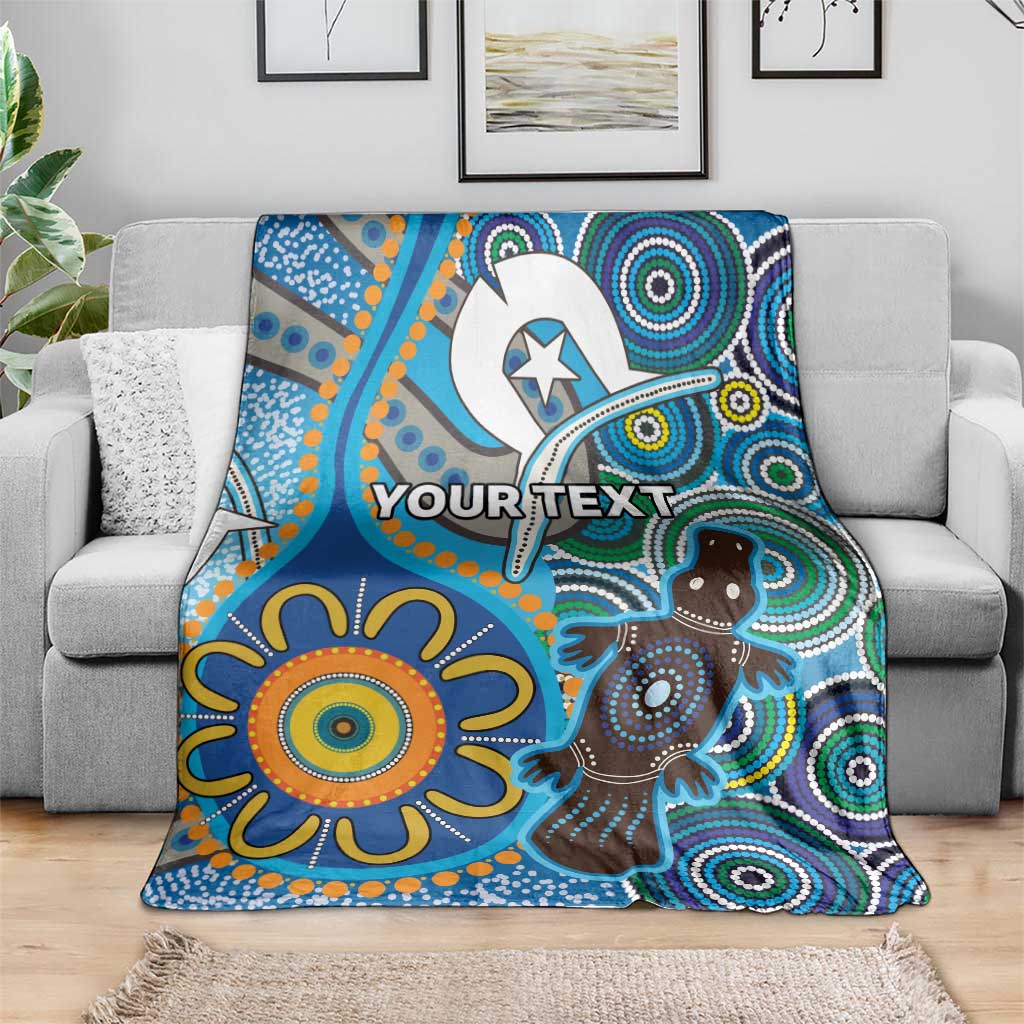Personalised Aboriginal Platypus Blanket Torres Strait Islander Dhari Indigenous Dot Art