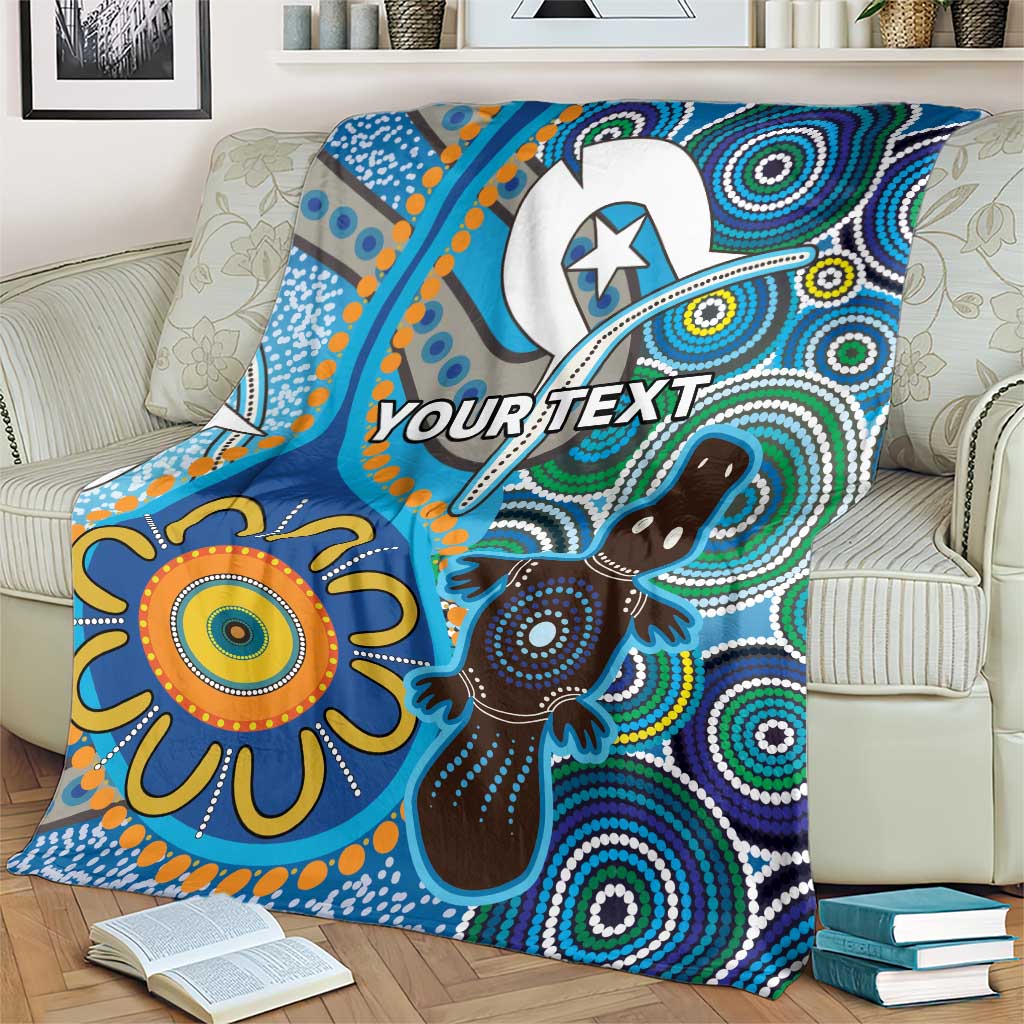 Personalised Aboriginal Platypus Blanket Torres Strait Islander Dhari Indigenous Dot Art