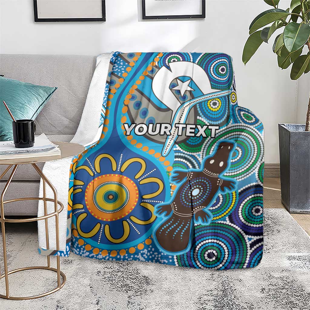 Personalised Aboriginal Platypus Blanket Torres Strait Islander Dhari Indigenous Dot Art