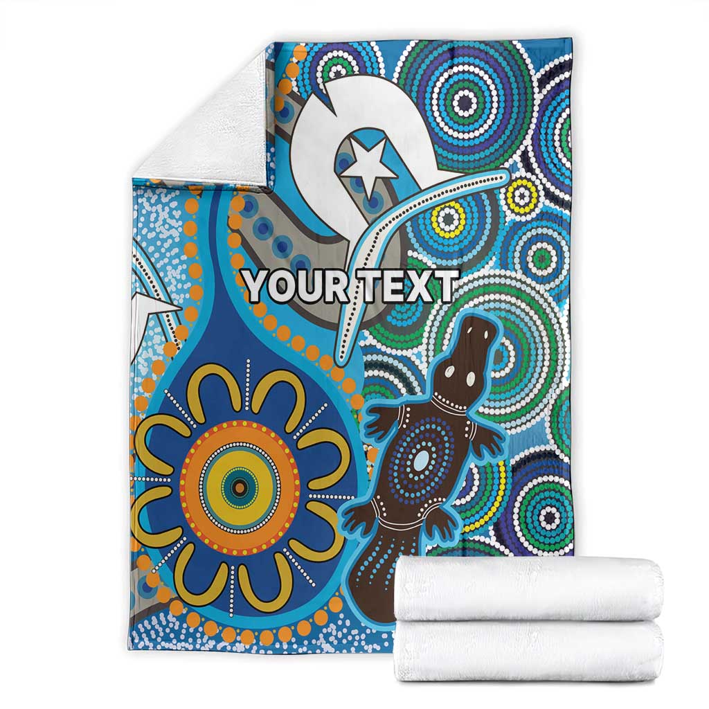Personalised Aboriginal Platypus Blanket Torres Strait Islander Dhari Indigenous Dot Art
