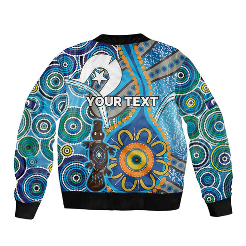 Personalised Aboriginal Platypus Bomber Jacket Torres Strait Islander Dhari Indigenous Dot Art