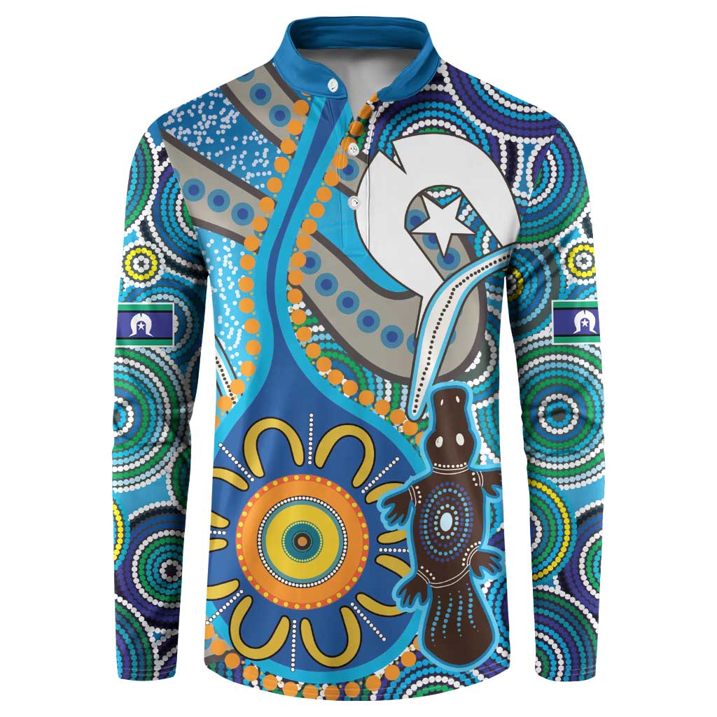 Personalised Aboriginal Platypus Button Sweatshirt Torres Strait Islander Dhari Indigenous Dot Art