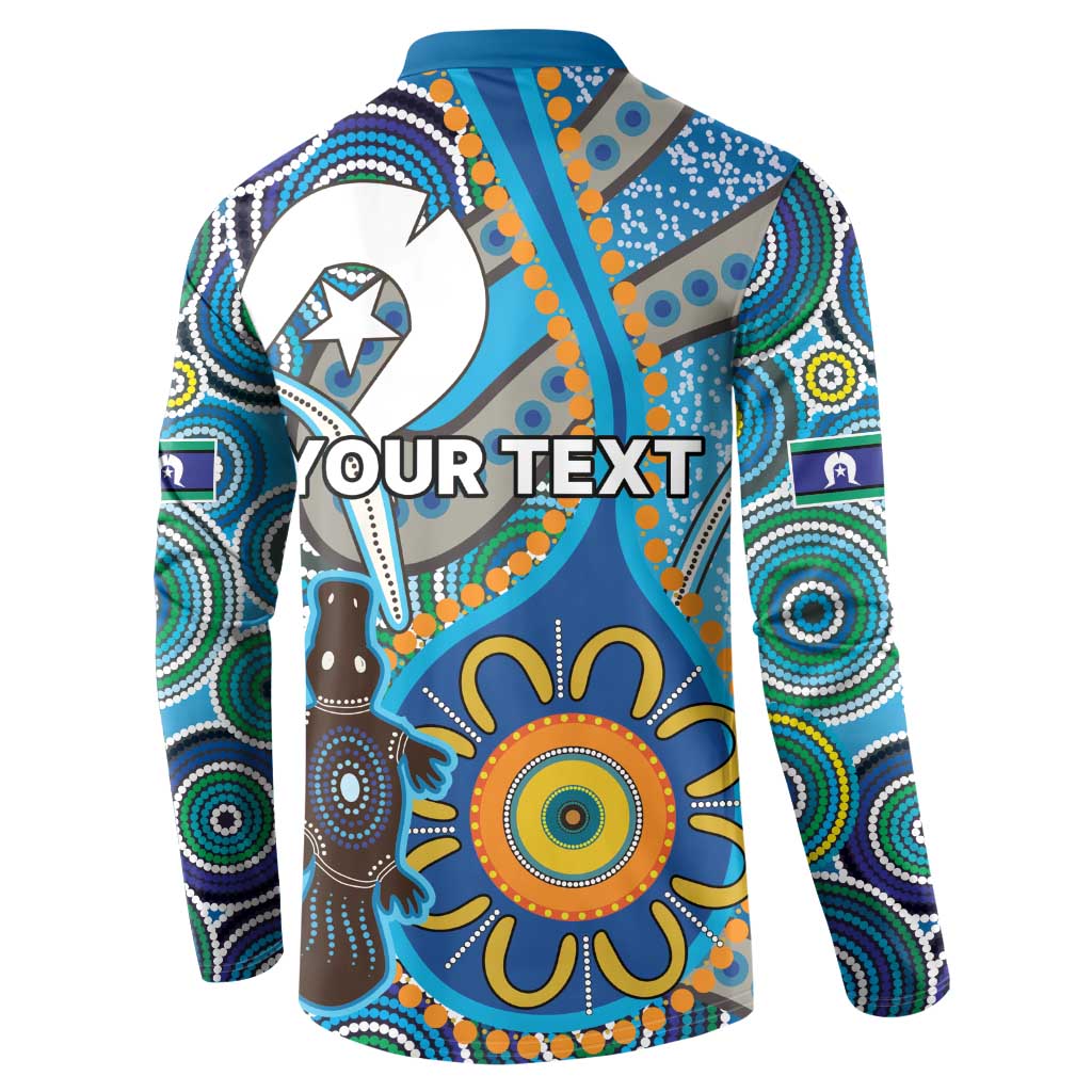 Personalised Aboriginal Platypus Button Sweatshirt Torres Strait Islander Dhari Indigenous Dot Art