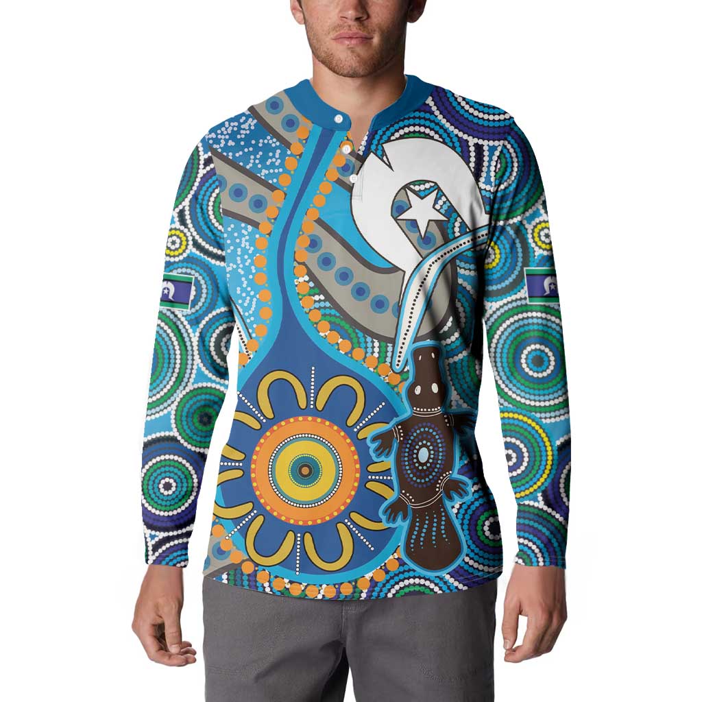 Personalised Aboriginal Platypus Button Sweatshirt Torres Strait Islander Dhari Indigenous Dot Art