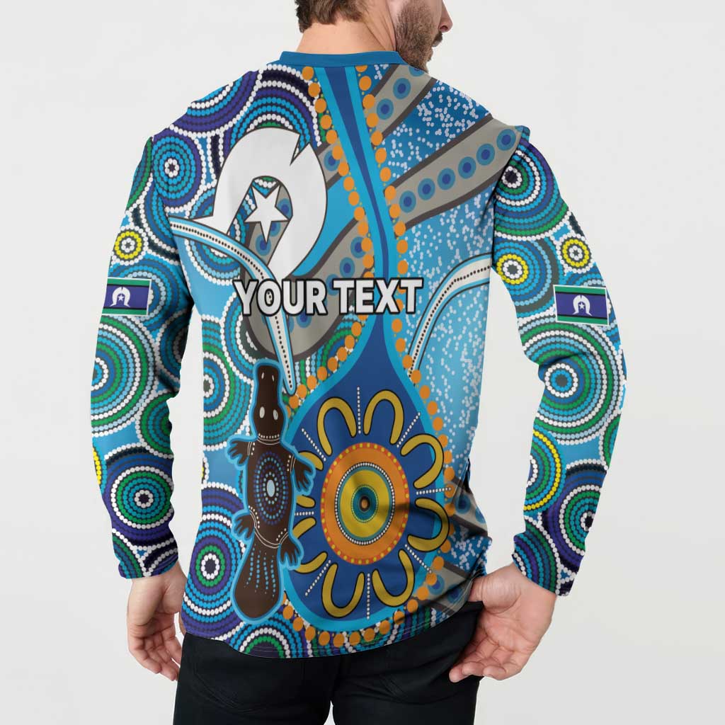 Personalised Aboriginal Platypus Button Sweatshirt Torres Strait Islander Dhari Indigenous Dot Art