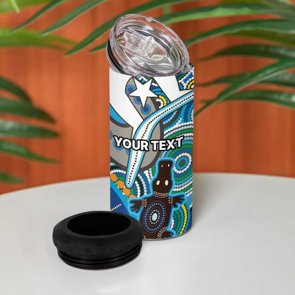 Personalised Aboriginal Platypus 4 in 1 Can Cooler Tumbler Torres Strait Islander Dhari Indigenous Dot Art