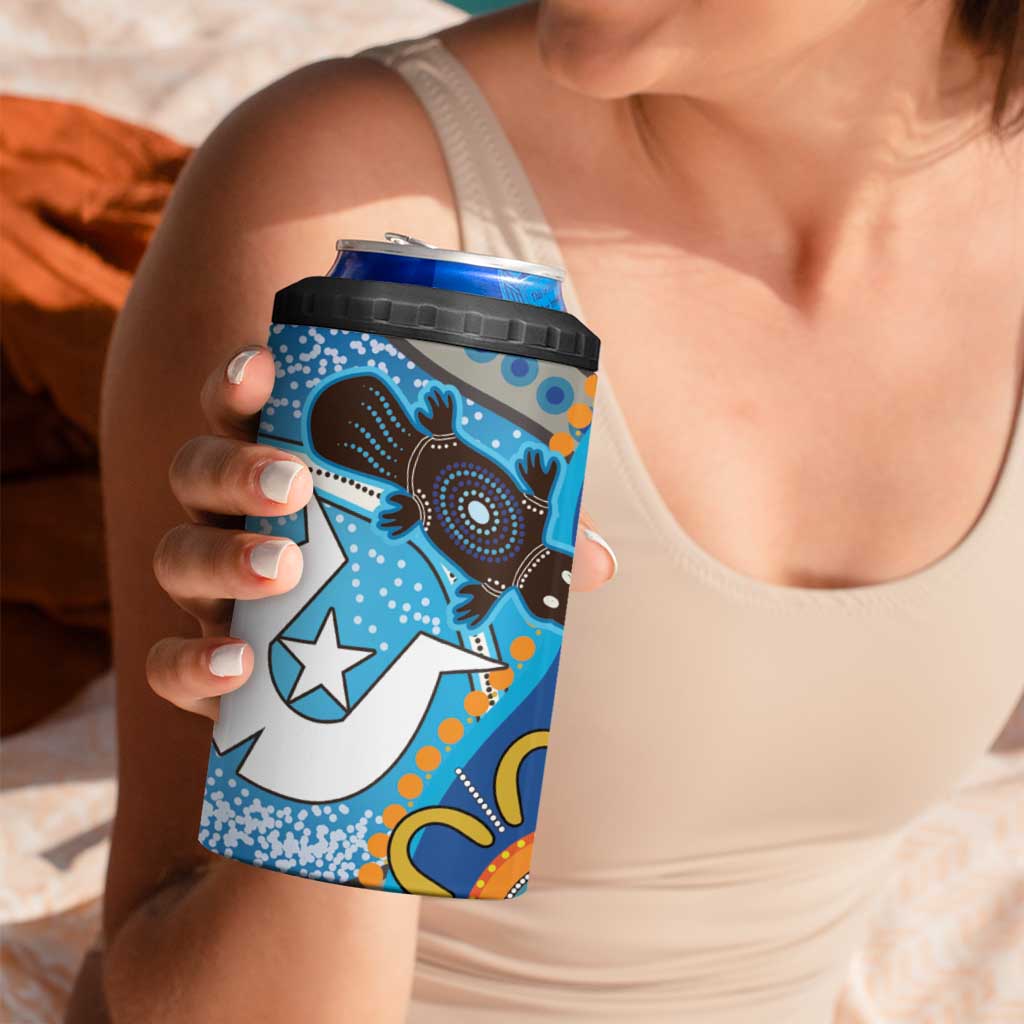 Personalised Aboriginal Platypus 4 in 1 Can Cooler Tumbler Torres Strait Islander Dhari Indigenous Dot Art