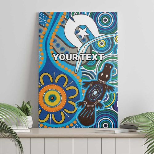 Personalised Aboriginal Platypus Canvas Wall Art Torres Strait Islander Dhari Indigenous Dot Art