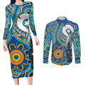Personalised Aboriginal Platypus Couples Matching Long Sleeve Bodycon Dress and Long Sleeve Button Shirt Torres Strait Islander Dhari Indigenous Dot Art