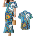 Personalised Aboriginal Platypus Couples Matching Mermaid Dress and Hawaiian Shirt Torres Strait Islander Dhari Indigenous Dot Art