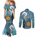Personalised Aboriginal Platypus Couples Matching Mermaid Dress and Long Sleeve Button Shirt Torres Strait Islander Dhari Indigenous Dot Art