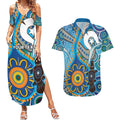 Personalised Aboriginal Platypus Couples Matching Summer Maxi Dress and Hawaiian Shirt Torres Strait Islander Dhari Indigenous Dot Art