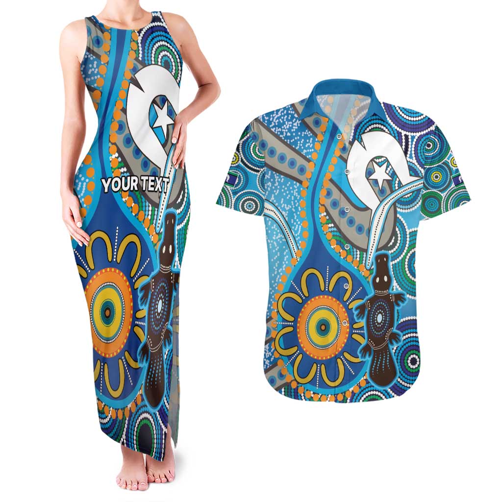 Personalised Aboriginal Platypus Couples Matching Tank Maxi Dress and Hawaiian Shirt Torres Strait Islander Dhari Indigenous Dot Art