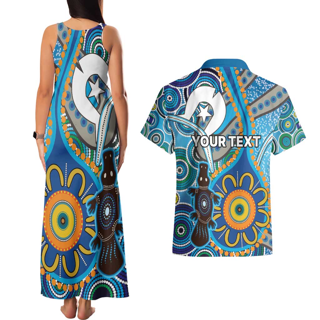 Personalised Aboriginal Platypus Couples Matching Tank Maxi Dress and Hawaiian Shirt Torres Strait Islander Dhari Indigenous Dot Art