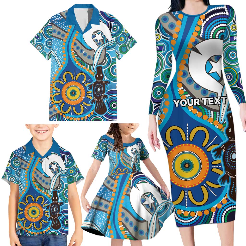 Personalised Aboriginal Platypus Family Matching Long Sleeve Bodycon Dress and Hawaiian Shirt Torres Strait Islander Dhari Indigenous Dot Art