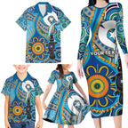 Personalised Aboriginal Platypus Family Matching Long Sleeve Bodycon Dress and Hawaiian Shirt Torres Strait Islander Dhari Indigenous Dot Art