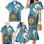 Personalised Aboriginal Platypus Family Matching Mermaid Dress and Hawaiian Shirt Torres Strait Islander Dhari Indigenous Dot Art