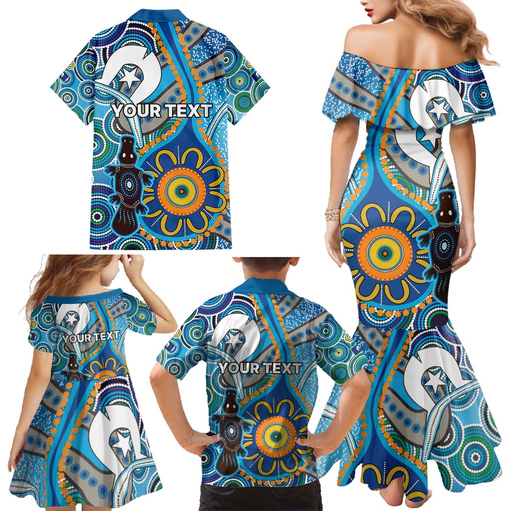Personalised Aboriginal Platypus Family Matching Mermaid Dress and Hawaiian Shirt Torres Strait Islander Dhari Indigenous Dot Art
